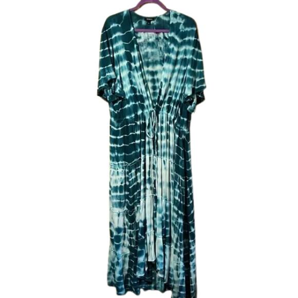 Torrid Teal Tie-Dye Maxi Dress – Size 4 (Plus 4X) - Picture 2 of 3